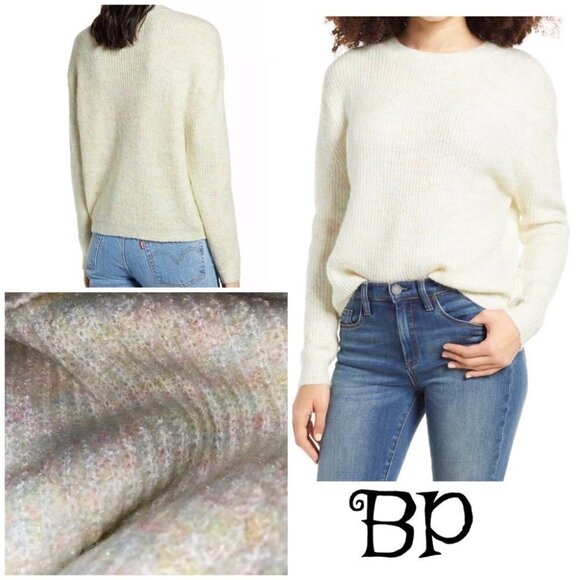 BP Rainbow Marl Sweater In Ivory With Poly Rainbow specks throughout. Sz M - Picture 1 of 11